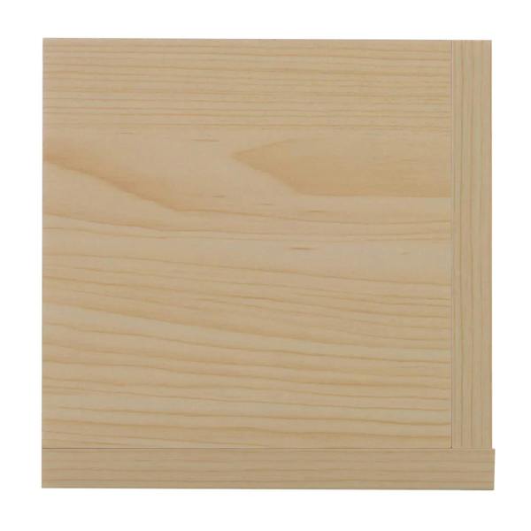Natural wood shelf panel with visible grain, part of a four-cube organizer