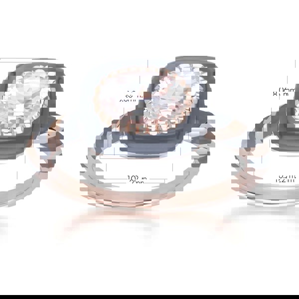 270R063190925 Siberian Waltz Black Enamel & Oval Topaz Ring in Rose Gold Plated Sterling Silver Dimensions