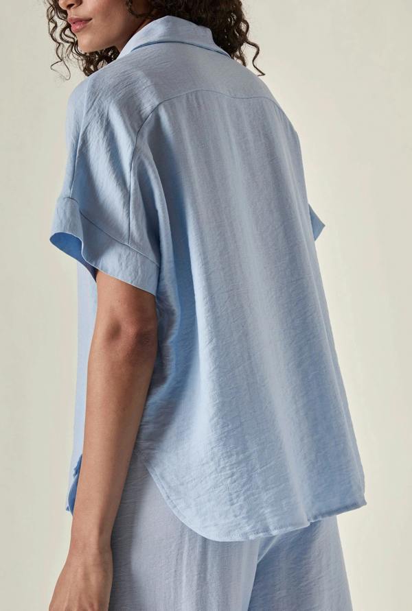 James Lakeland Relaxed Short Sleeve Blouse – Powder Blue
