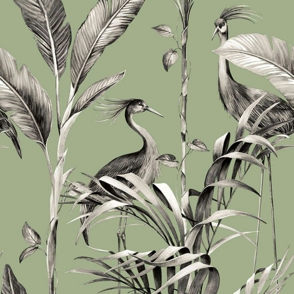 World of Wallpaper Azzurra Leaf Wallpaper - Sage Green/Grey