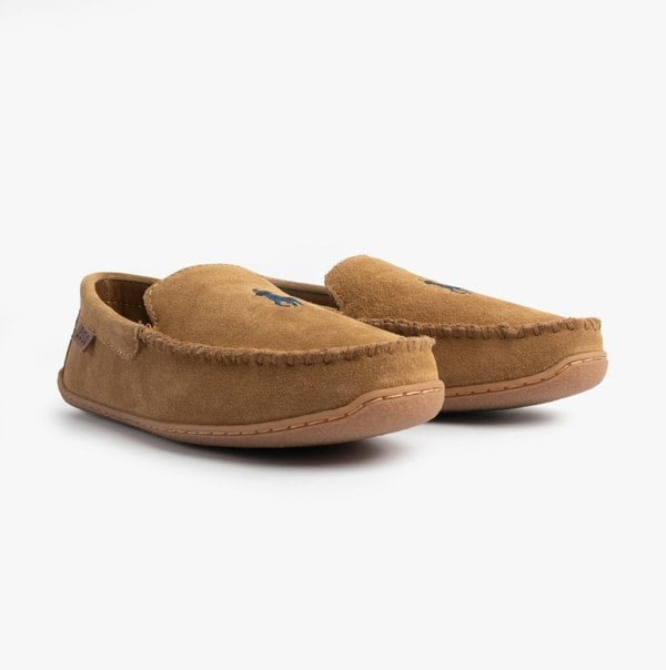 Polo Ralph Lauren BRENAN Logo Mens Dress Suede Slippers Snff Suede/Navy
