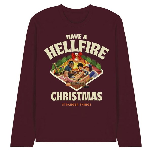 Stranger Things Unisex Adult Have A Hellfire Game Board Long-Sleeved Christmas T-Shirt - Burgundy