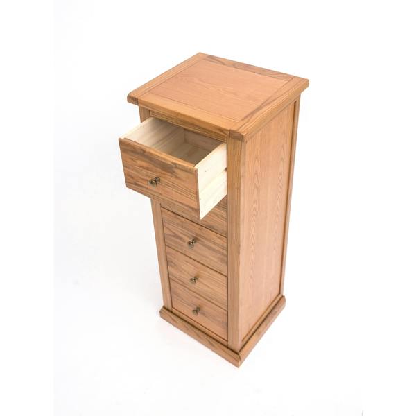 Cabinet Bits Salerno 5 Drawer Narrow Chest of Drawers Brass Knob
