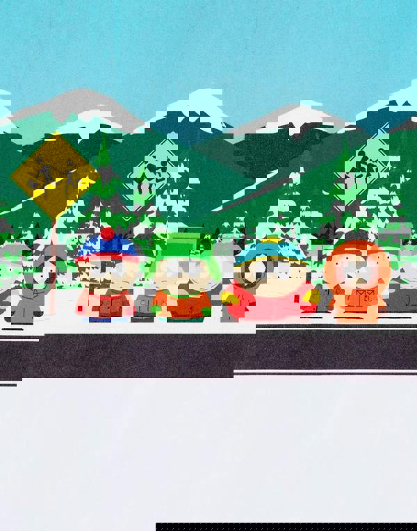 South Park Mens White Classic Scene Short Sleeved T-Shirt