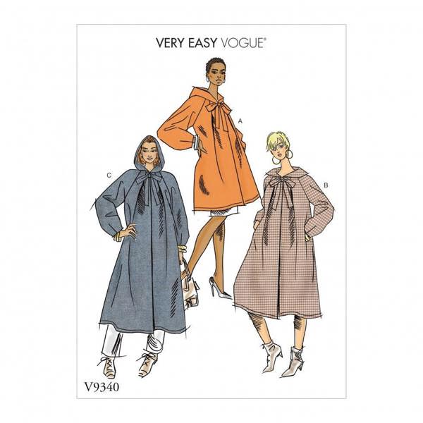 Vogue Sewing Pattern 9340, Coats for Women, Y (XSM-SML-MED) - Easy