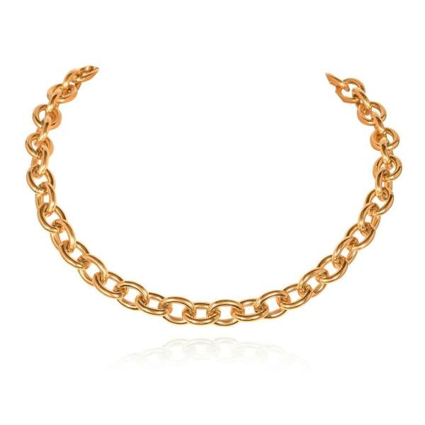 namana Chunky Gold Necklace with Oval Links for Women in Stainless Steel