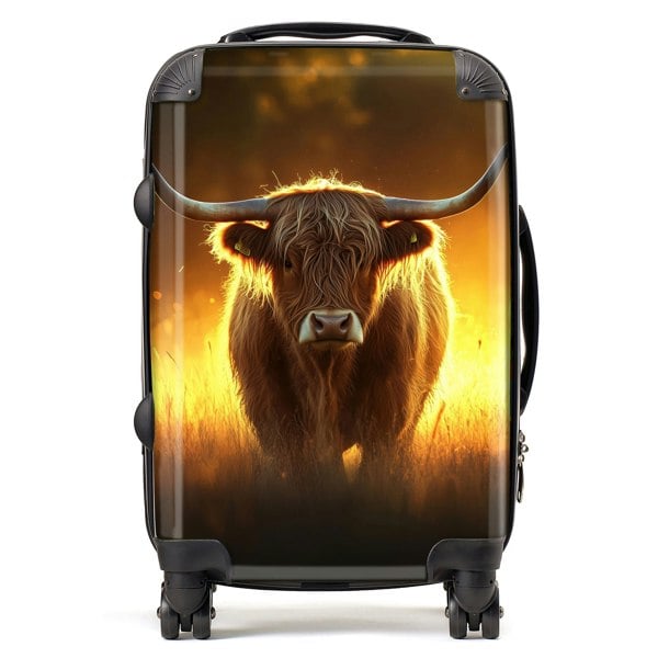 Warren Reed Highland Cow Sunset Suitcase