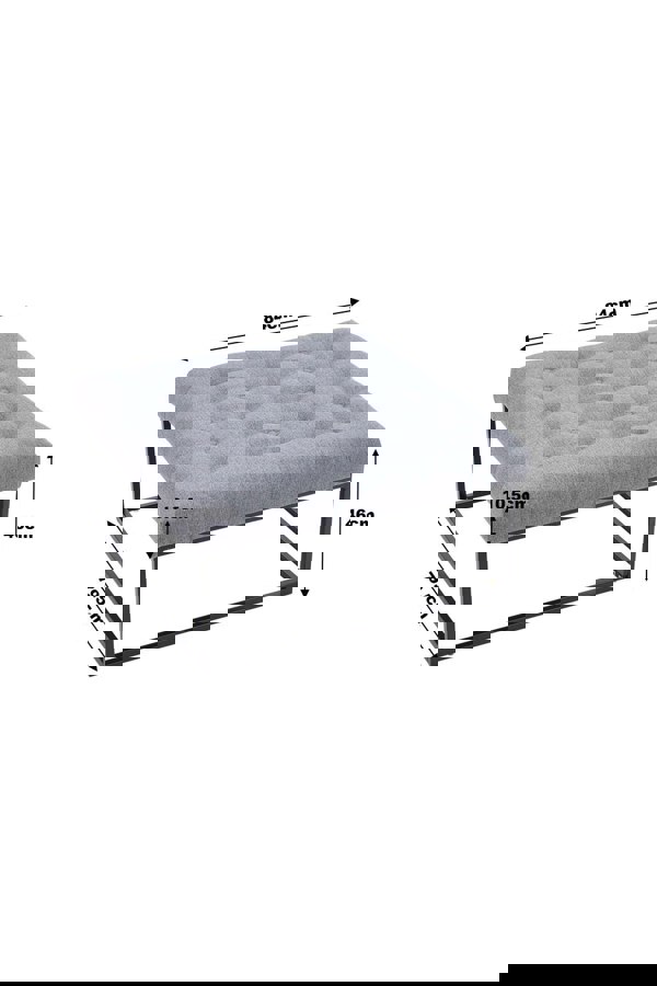 Living and Home Square Linen Footstool with Metal Frame