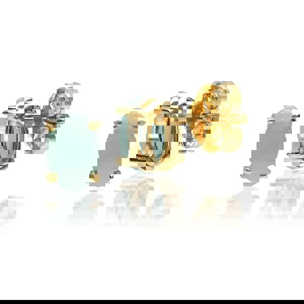 10224 Classic Oval Jade Stud Earrings in 9ct Yellow Gold 3