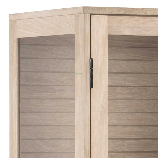 Wyld Haus Nakskov White Oak Wood Panelled Display Cabinet 2 Glass Doors