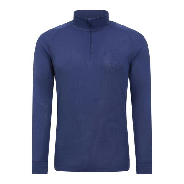 Mountain Warehouse Mens Talus Zip Neck Long-Sleeved Thermal Top - Dark Blue - 