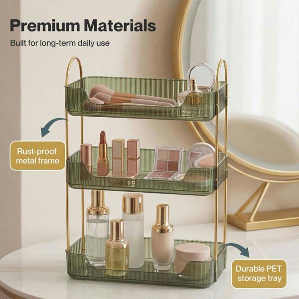 ilus Makeup Organiser Modern Minimalist 3-Tier Cosmetic Storage Rack Beauty