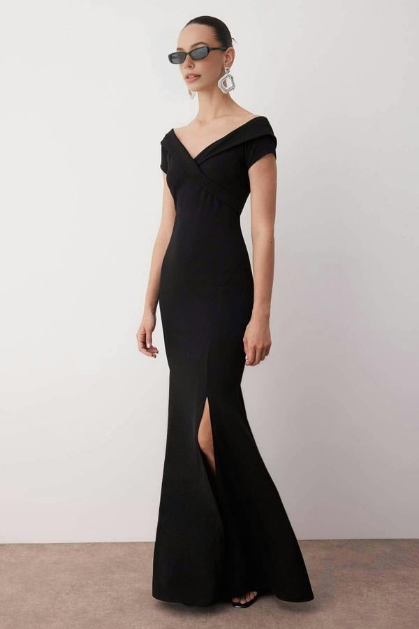 WOVCOR Carmen Neckline Fishtail Maxi Elegant Evening Dress