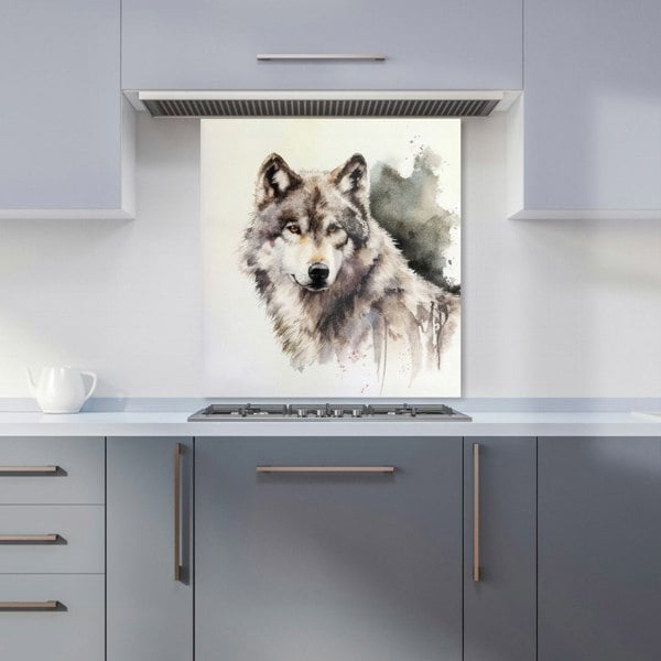 Warren Reed - Designer Loyal Wolf Watercolour Kitchen Splashback