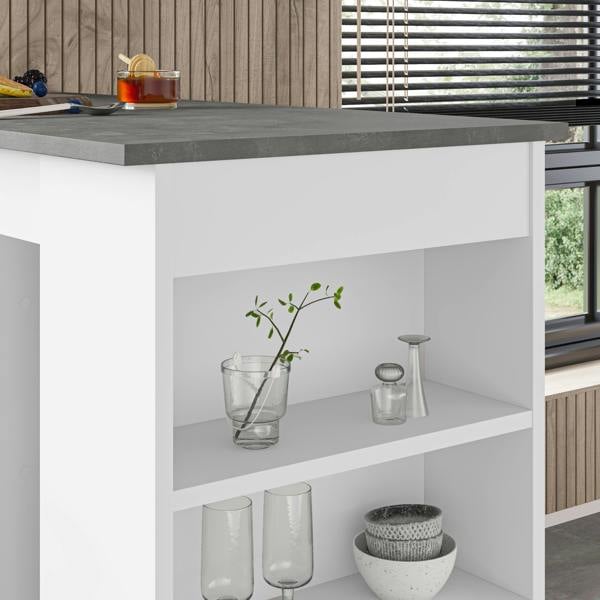 Decortie Swallow Modern Kitchen Bar Dining Table with 4-Tier Storage Shelves H 102cm
