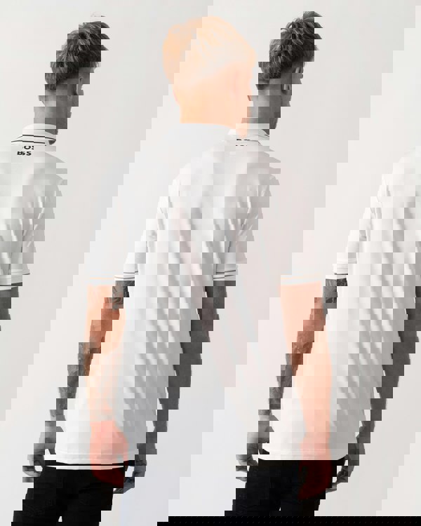 BOSS Green Paul Pro Mens Tipped Polo Shirt - Natural 104 - CHO - Designer Mens Short Sleeve Polo Shirts