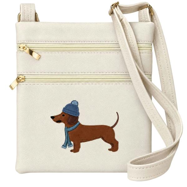 Fores Collection Ladies Dachshund Crossbody Bag – Faux Leather Dog Walking Shoulder Bag