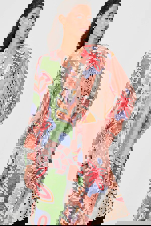 Pink | Abstract Longline Relaxed Shirt Dress
