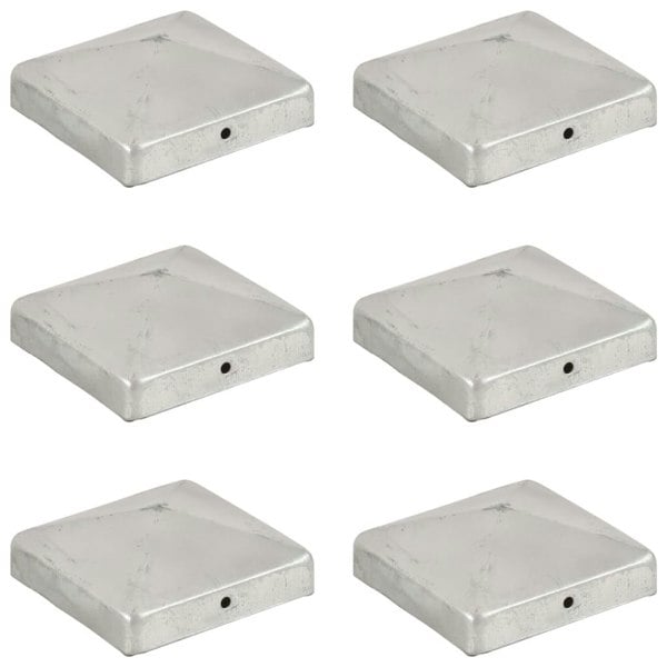 Berkfield Pyramid Fence Post Caps 6 pcs Galvanised Metal 91x91 mm