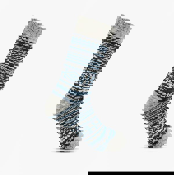 Totes Toasties SHERPA LINED FAIR ISLE Mens Slippers Socks Blue Fair isle