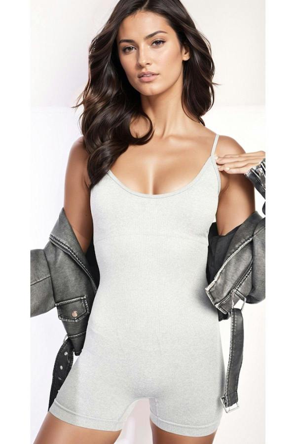 Imelda Strappy Fitted Bodysuit - Grey