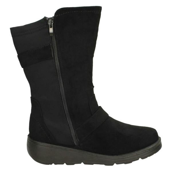 Spot On Ladies Spot On Buckle Detail Wide Fit Mid-Calf Boots F4452