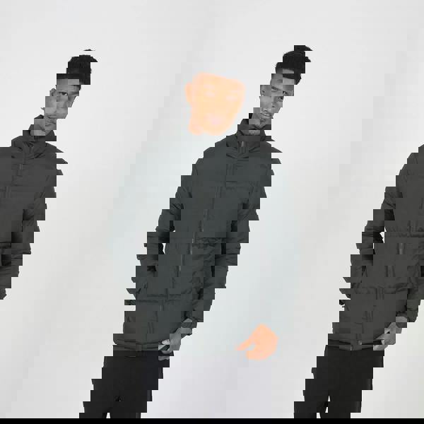 Brave Soul Khaki Funnel Neck Padded Jacket - Khaki Image 1