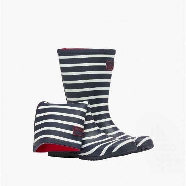 Joules ROLL UP WELLY Boys Rubber Wellies Navy Stripe