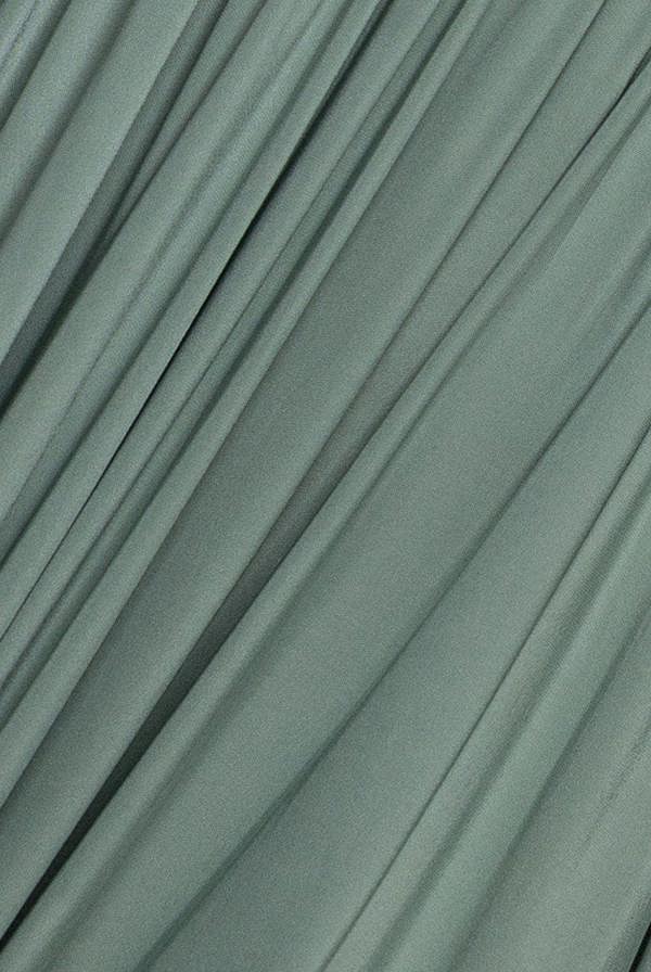 Gathered Bardot Maxi Dress With Front Split - Dark Sage DR2873