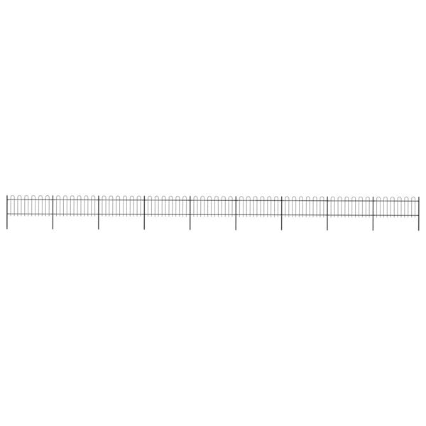 Berkfield Garden Fence with Hoop Top Steel 15.3x0.8 m Black