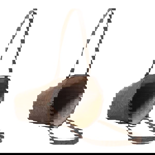 Assots London 'MELANIE' Tan Croc Real Leather Unlined Bucket Bag