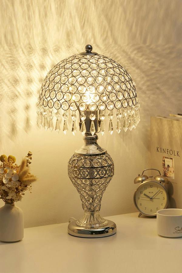 Umbrella Crystal Table Lamp Polished for Bedroom