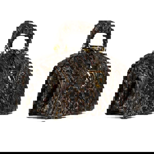 Embassy London Gazelle - Black & Gold & Burgundy - Women’s patent leather top handle & crossbody bag