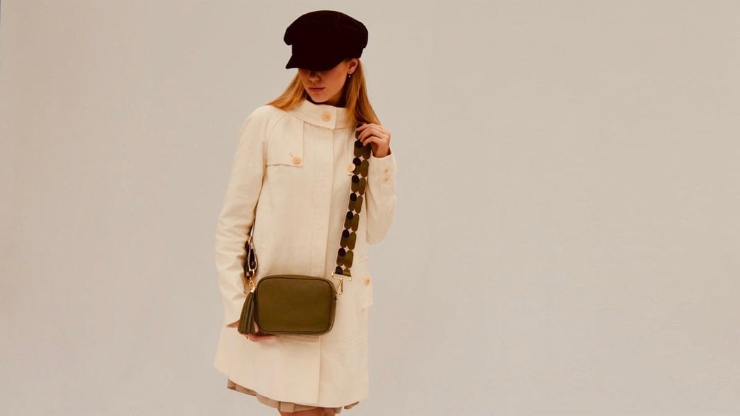 Apatchy London The Tassel Olive Green Leather Crossbody Bag with Khaki Pills Strap