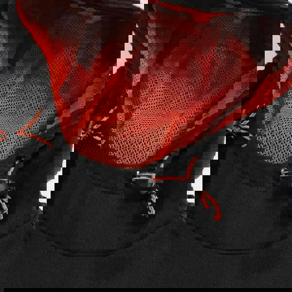 Scruffs Tech Mens Winter Warm Hooded Hoodie Sweat Shirt Jumper, black hoodie with red mesh lining and adjustable drawstrings.