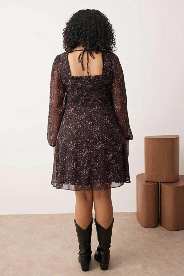 WOVCOR Chiffon Mini Woven Plus Size Dress