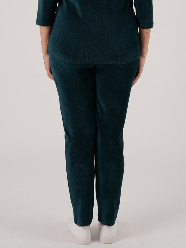 PennyPlain Ribbed Velour Trousers - Peacock Short