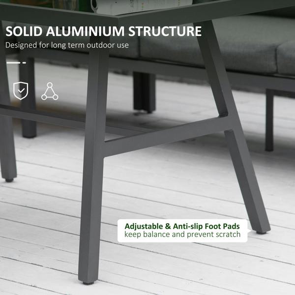 Wyld Haus Rovama 8 Seater L-Shaped Garden Furniture Set with Glass Coffee Table and Bench