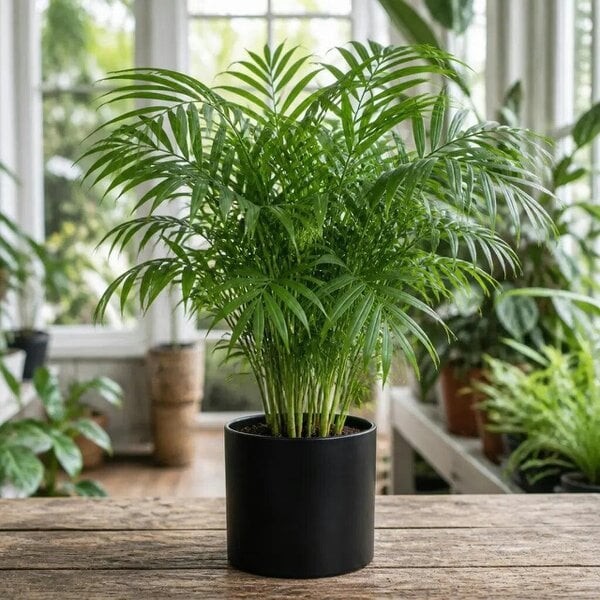 Chamaedorea Elegans Parlour Palm 2L – Elegant Tropical Indoor Houseplant - Sofia Matt Black Ceramic