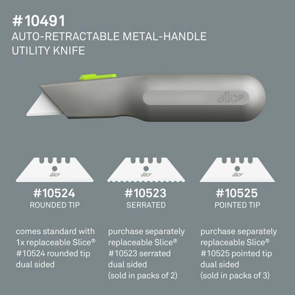 Slice Auto-Retractable Metal-Handle Utility Knife Compatible Blades - DaltonSafety