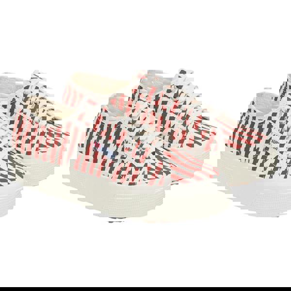 Superga Womens/Ladies 2740 Print Stripes Trainers - Off White/Red