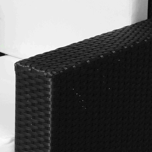 Wyld Haus Raco Rattan Black Single Outdoor Armchair With Thick Cushioned Seat And Armrests