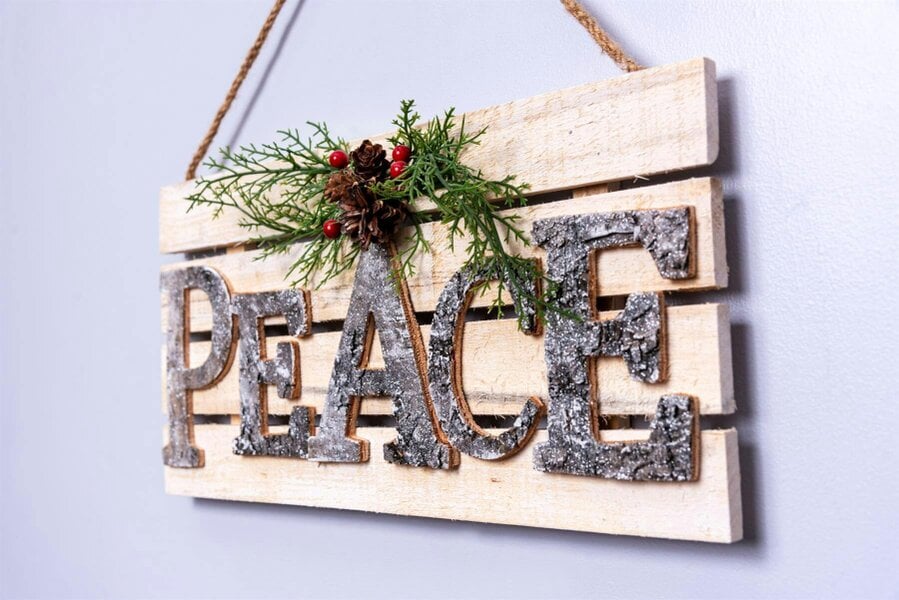 Shatchi 20x40cm Wooden PEACE Letters Christmas Wall Frame Decoration