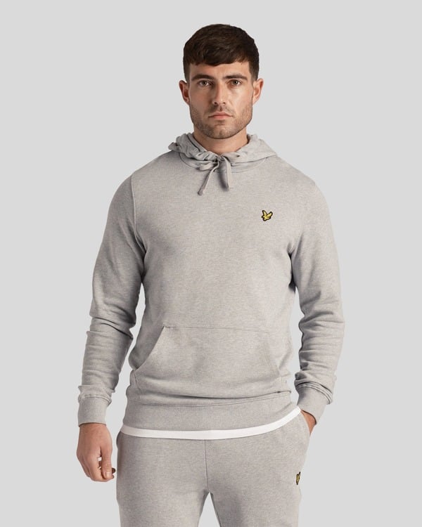 Lyle & Scott Branded Pull-over Hoodie - Light Grey Marl