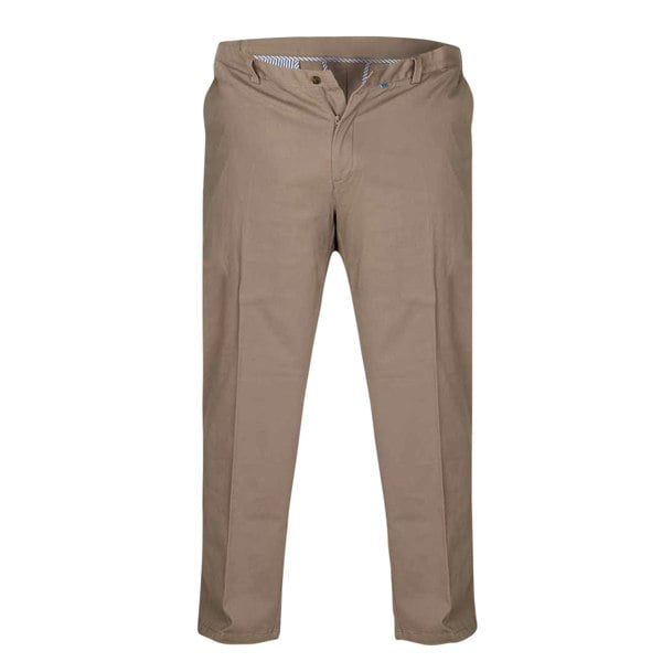 Duke Mens D555 Bruno Stretch Chino Kingsize Trousers - Stone