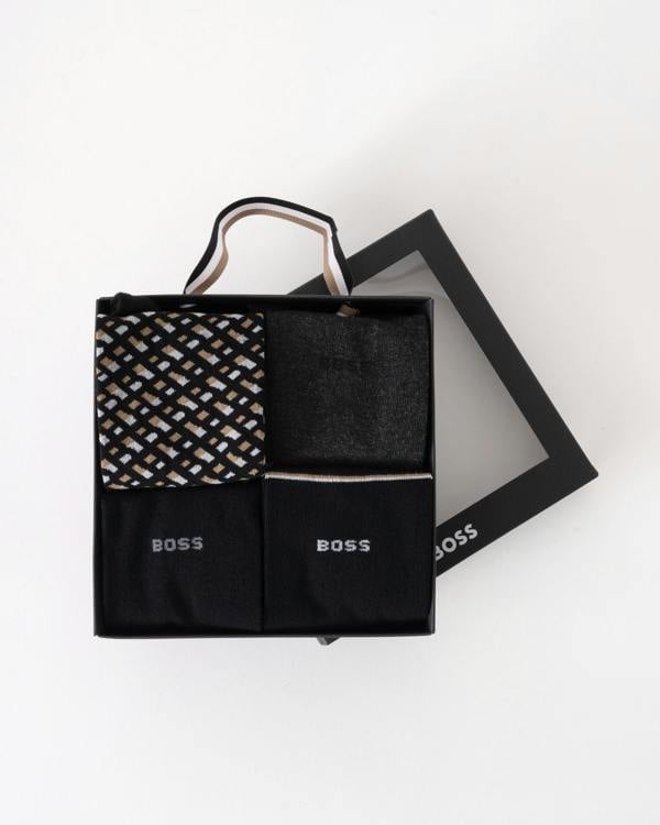 BOSS Orange Mens Monogram 4 Pack Sock Gift Set - Black 002
