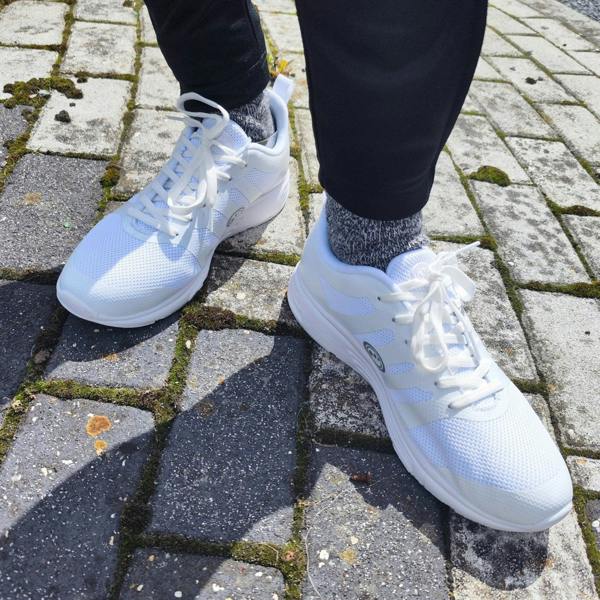 Mesh Top Lace-Up School Trainers (Senior) – Non-Marking White & Black - Optimum