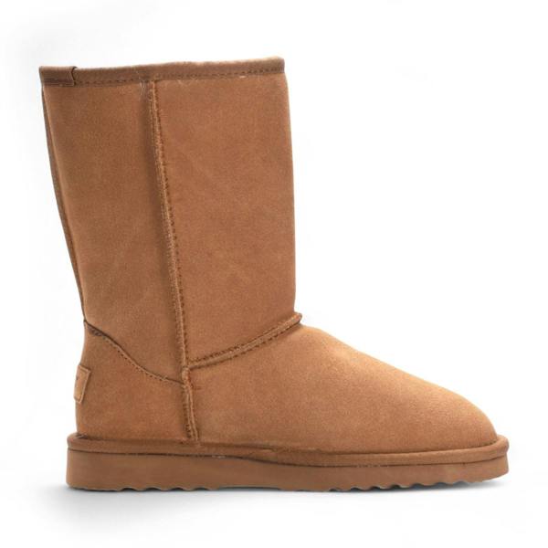 Infinity Leather Women's Genuine Sheepskin Chestnut Suede Slip-On Ankle Winter Boots - Dusk