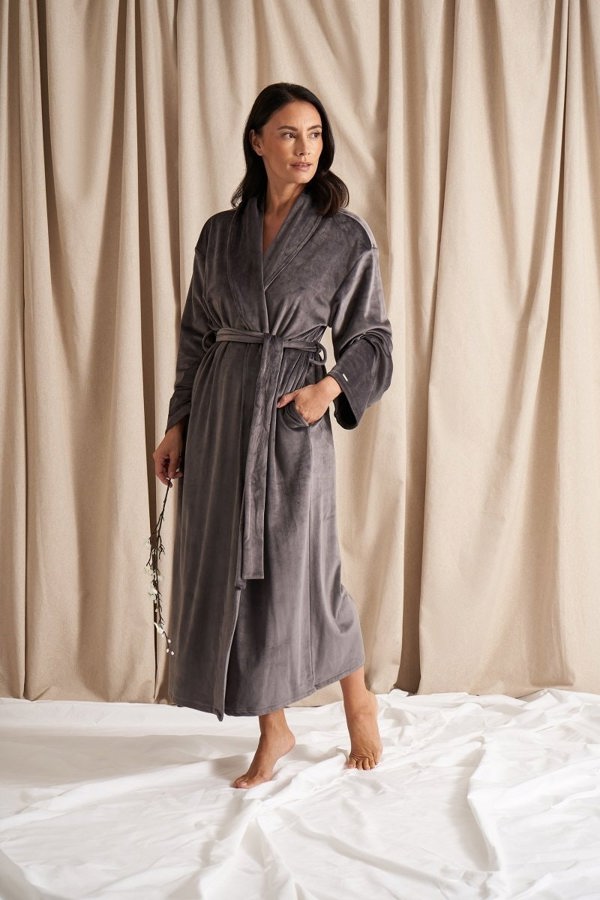 Velour Longline Robe in RavenLoungewear