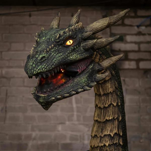 Samuel Alexander 7ft Giant Sized Dark Forest Dragon Halloween Animatronic Decoration with LED Eyes